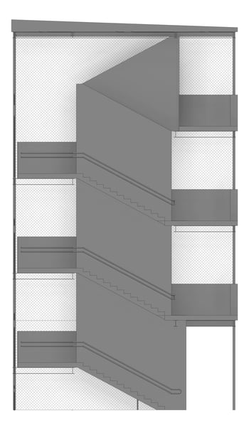 Left Image of HS/PS403.05 External Stair Type 2 - (Four Levels)