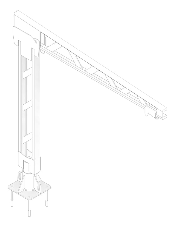 3D Documentation Image of FallProtection DavitBase SafetyLink FastFit FloorMount Fixed