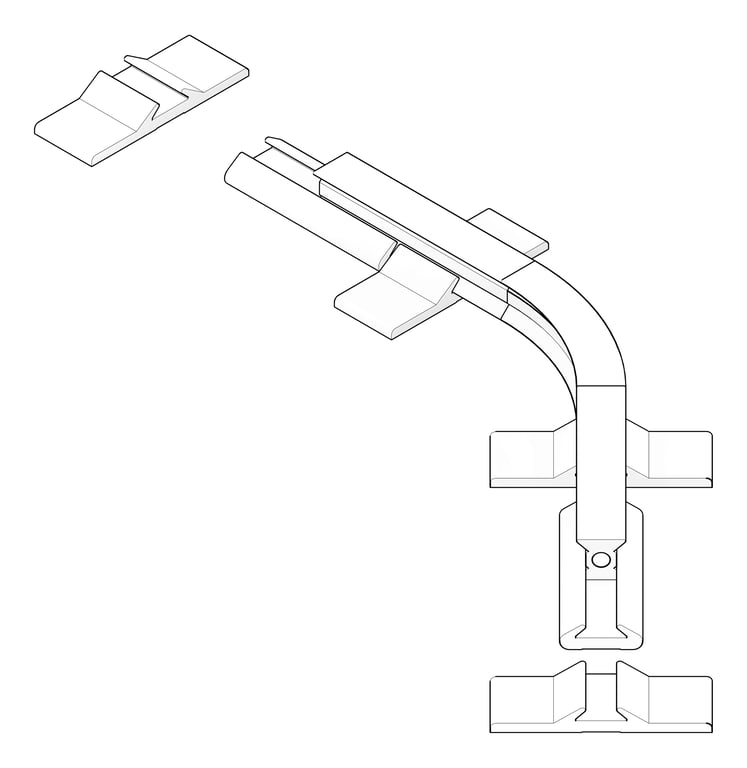 3D Documentation Image of FallProtection RigidRail SafetyLink XRail Corner FloorOverheadMount SideFix