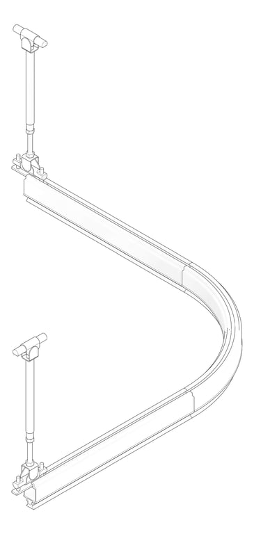 3D Documentation Image of FallProtection RigidRail SafetyLink XrailUltra Corner SuspendedFix