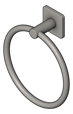 3D Shaded Image of TowelRing SurfaceMount Seima Anson Square