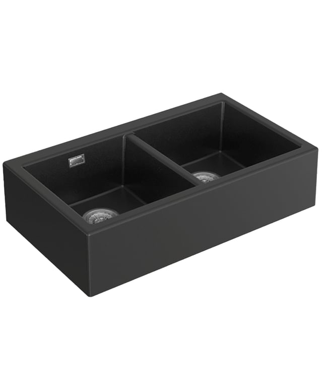 oros-902-black.jpg Image of Sink Kitchen Seima Oros ApronFront DoubleBowl