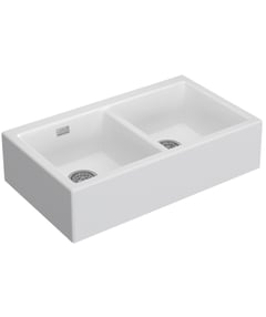 oros-902-white.jpg Image of Sink Kitchen Seima Oros ApronFront DoubleBowl