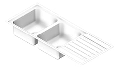 3D Shaded Image of Sink Kitchen Seima Kubic DoubleBowl Drainer Left