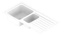 3D Documentation Image of Sink Kitchen Seima Kubic OneAndOneFourthBowl Drainer Left