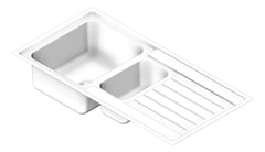 3D Shaded Image of Sink Kitchen Seima Kubic OneAndOneFourthBowl Drainer Left