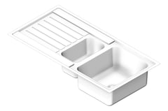 3D Shaded Image of Sink Kitchen Seima Kubic OneAndOneFourthBowl Drainer Right