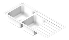 3D Shaded Image of Sink Kitchen Seima Kubic OneAndThreeFourthBowl Drainer Left