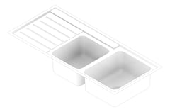 3D Documentation Image of Sink Kitchen Seima Kubic OneAndThreeFourthBowl Drainer Right