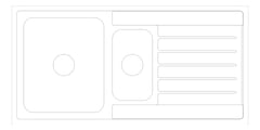 Plan Image of Sink Kitchen Seima Kubic OneAndOneFourthBowl Drainer Left