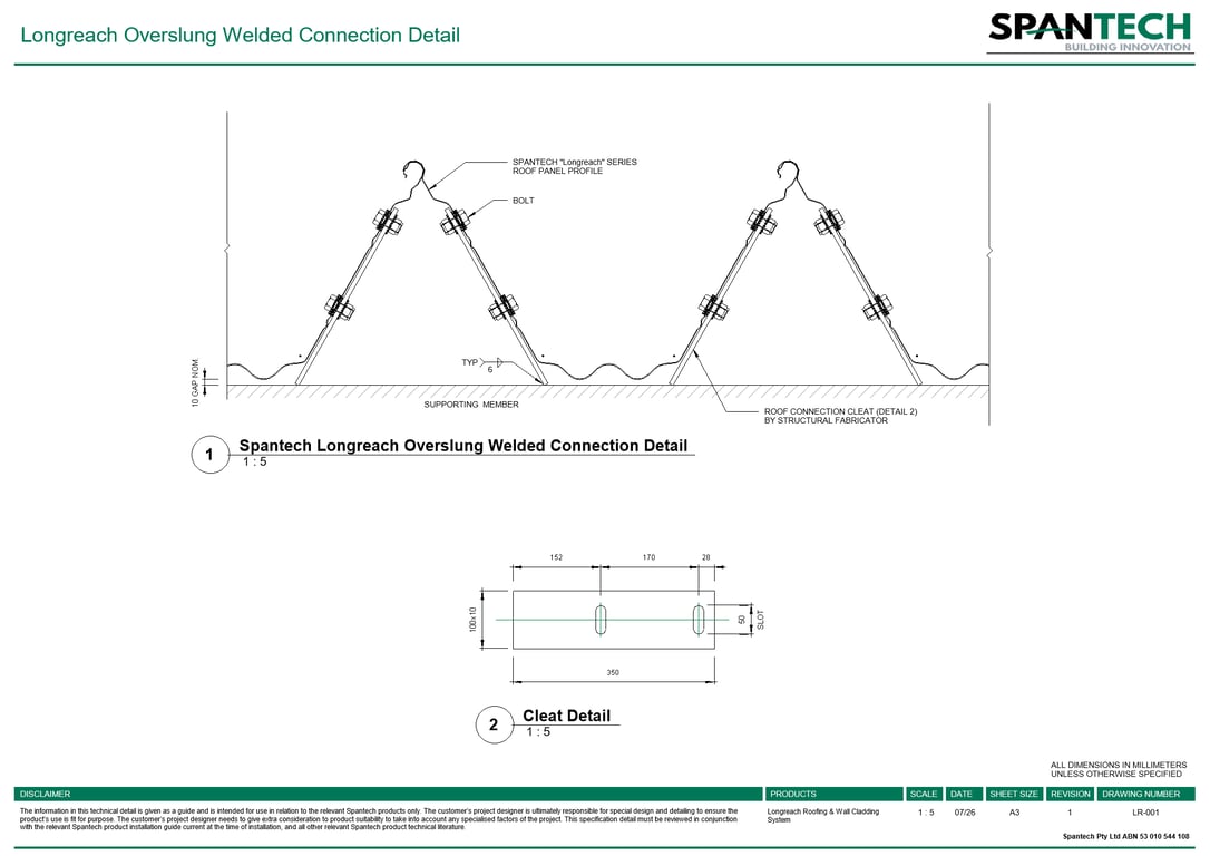 Navigate to LR-001 - Longreach Overslung Welded Connection Detail