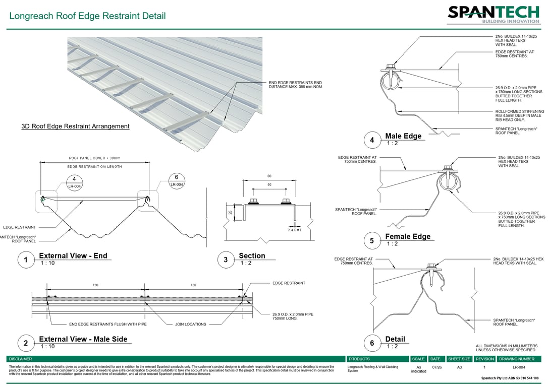 Navigate to LR-004 - Longreach Roof Edge Restraint Detail