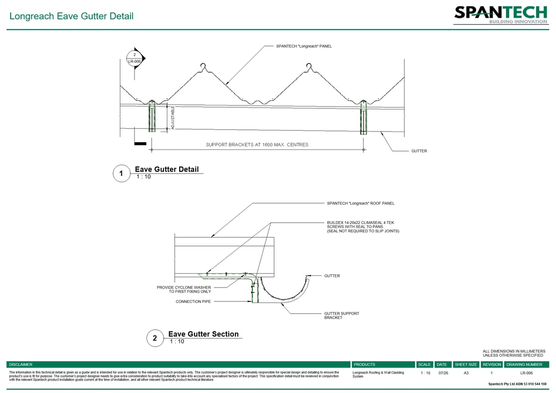  Image of LR-006 - Longreach Eave Gutter Detail