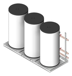 3D Shaded Image of HeatPump CombinationSkid StiebelEltron HotWater Commercial 3Tanks