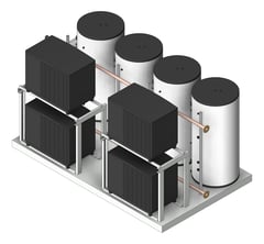 3D Shaded Image of WaterHeater FullSkid StiebelEltron HotWater Commercial 4HeatPumps4Tanks