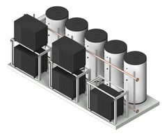 3D Shaded Image of WaterHeater FullSkid StiebelEltron HotWater Commercial 5HeatPumps5Tanks