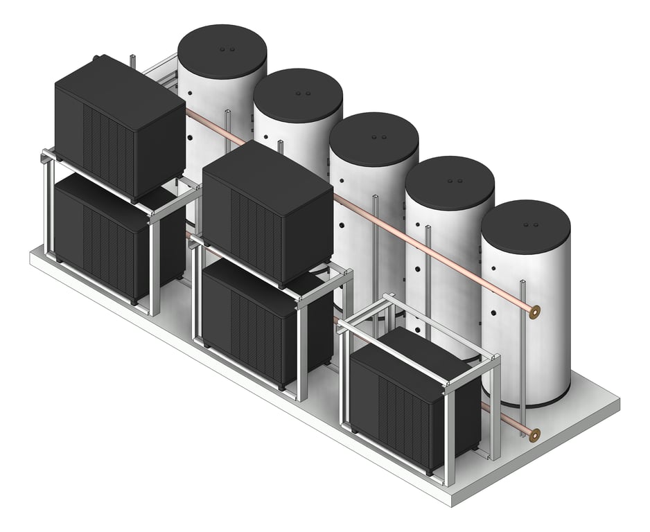 WaterHeater FullSkid StiebelEltron HotWater Commercial 5HeatPumps5Tanks