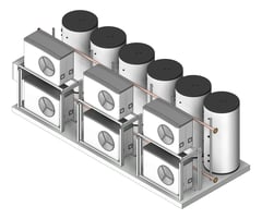3D Shaded Image of WaterHeater FullSkid StiebelEltron HotWater Commercial 6HeatPumps6Tanks