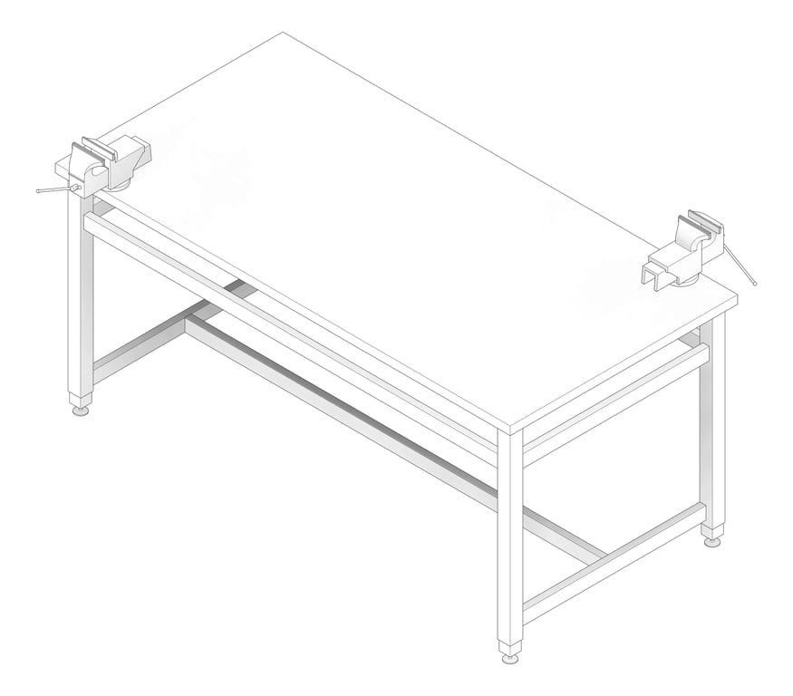 3D Documentation Image of Bench Metalwork TFSProjects System7 Kube2 1800 Long