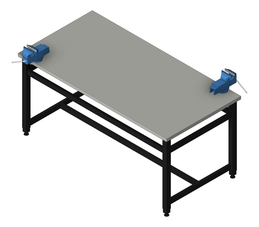 3D Shaded Image of Bench Metalwork TFSProjects System7 Kube2 1800 Long