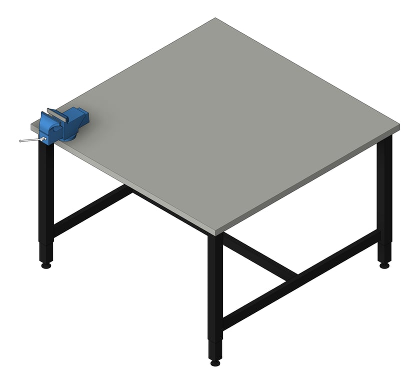 3D Shaded Image of Bench Metalwork TFSProjects System7 Kube3 DDA 1200 Square