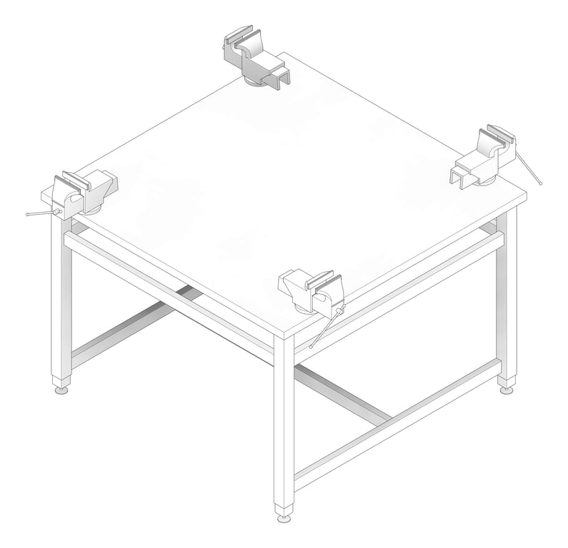3D Documentation Image of Bench Metalwork TFSProjects System7 Kube4 1200 Square
