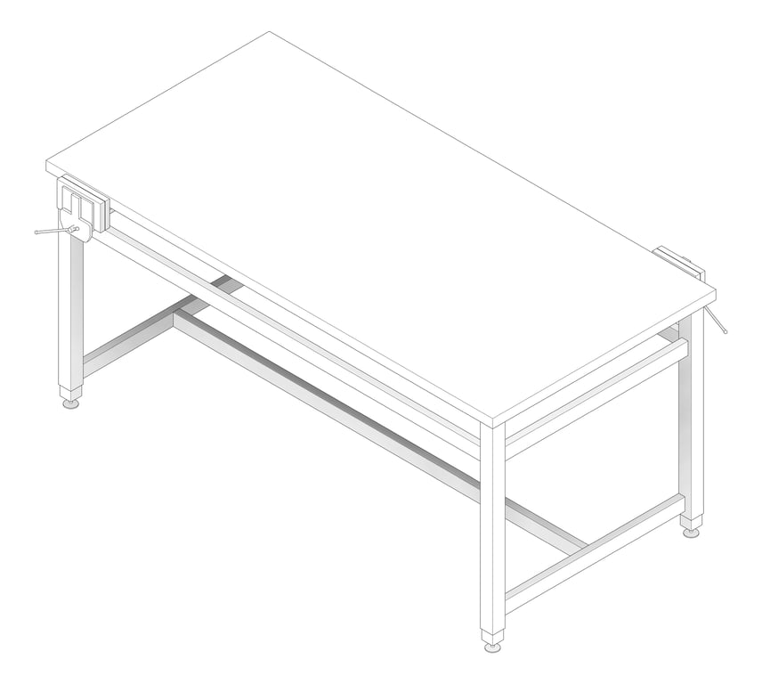 3D Documentation Image of Bench Woodwork TFSProjects System7 Kube2 1800 Long