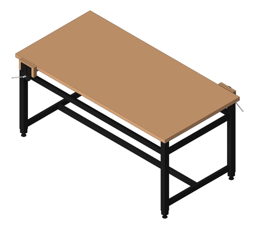 3D Shaded Image of Bench Woodwork TFSProjects System7 Kube2 1800 Long