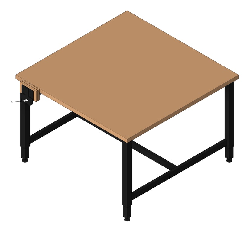 3D Shaded Image of Bench Woodwork TFSProjects System7 Kube3 DDA 1200 Square