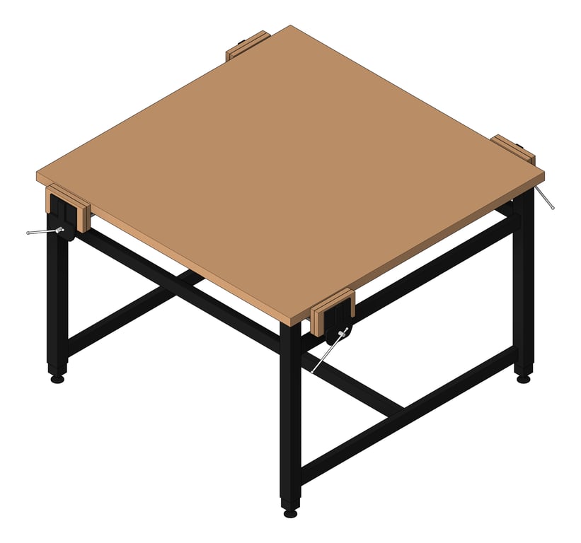 3D Shaded Image of Bench Woodwork TFSProjects System7 Kube4 1200 Square