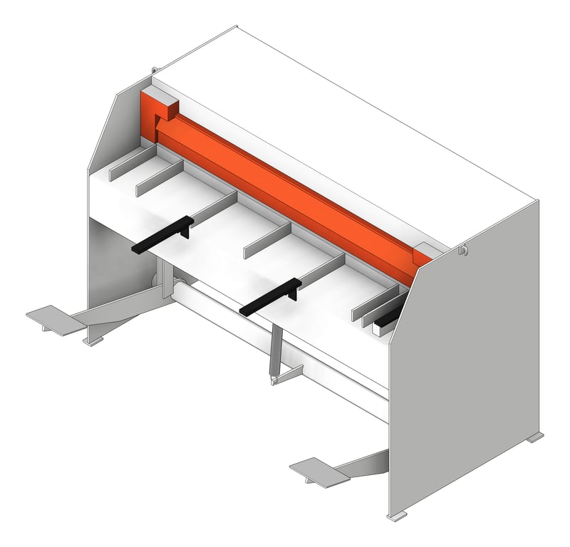 3D Shaded Image of Machinery ManualTreadleGuillotine TFSProjects 1300mm