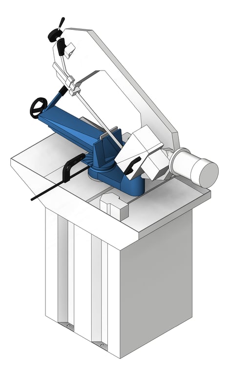 3D Shaded Image of Machinery SwivelHeadMetalCuttingBandsaw TFSProjects