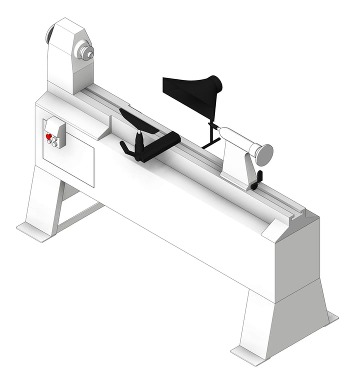 3D Shaded Image of Machinery WoodLathe TFSProjects VariableSpeed