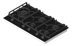 3D Shaded Image of Cooktop Gas Westinghouse 900 Glass