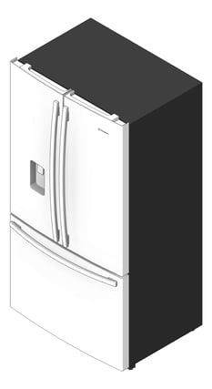 3D Shaded Image of Refrigerator FrenchDoor Westinghouse 565L