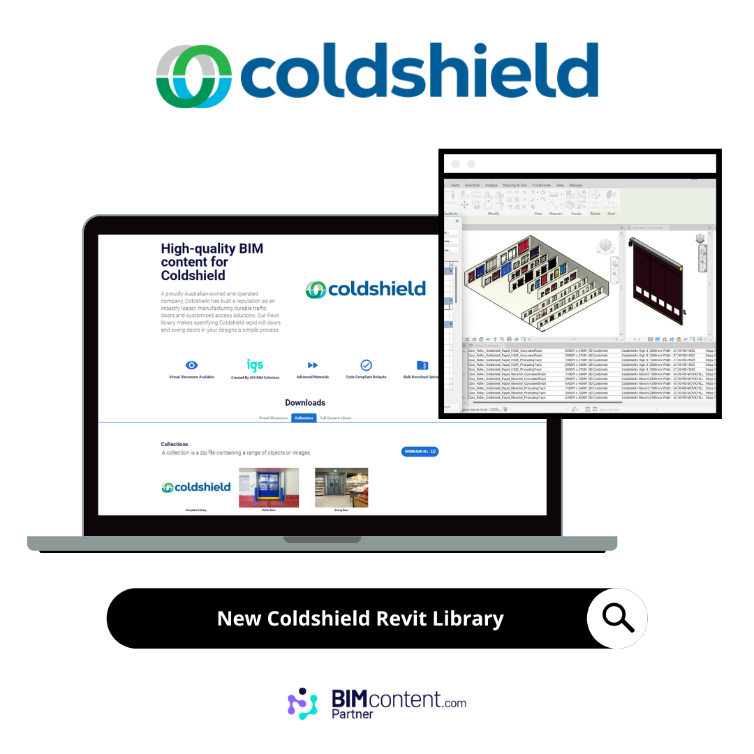 Coldshield BIM Library creative displayed on a laptop monitor.