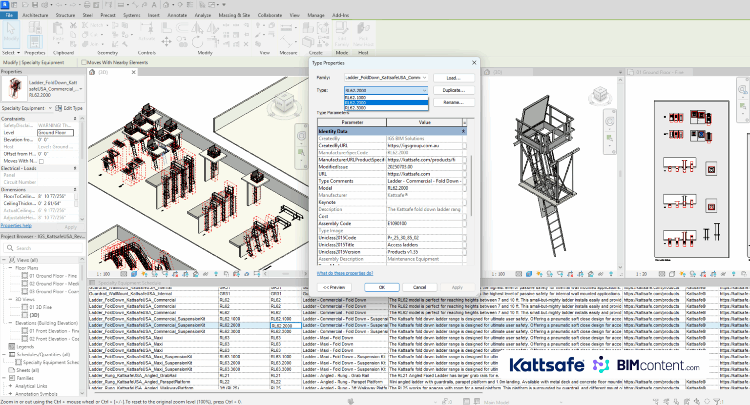 The New Kattsafe USA Revit Library - Height Access and Fall Protection ...